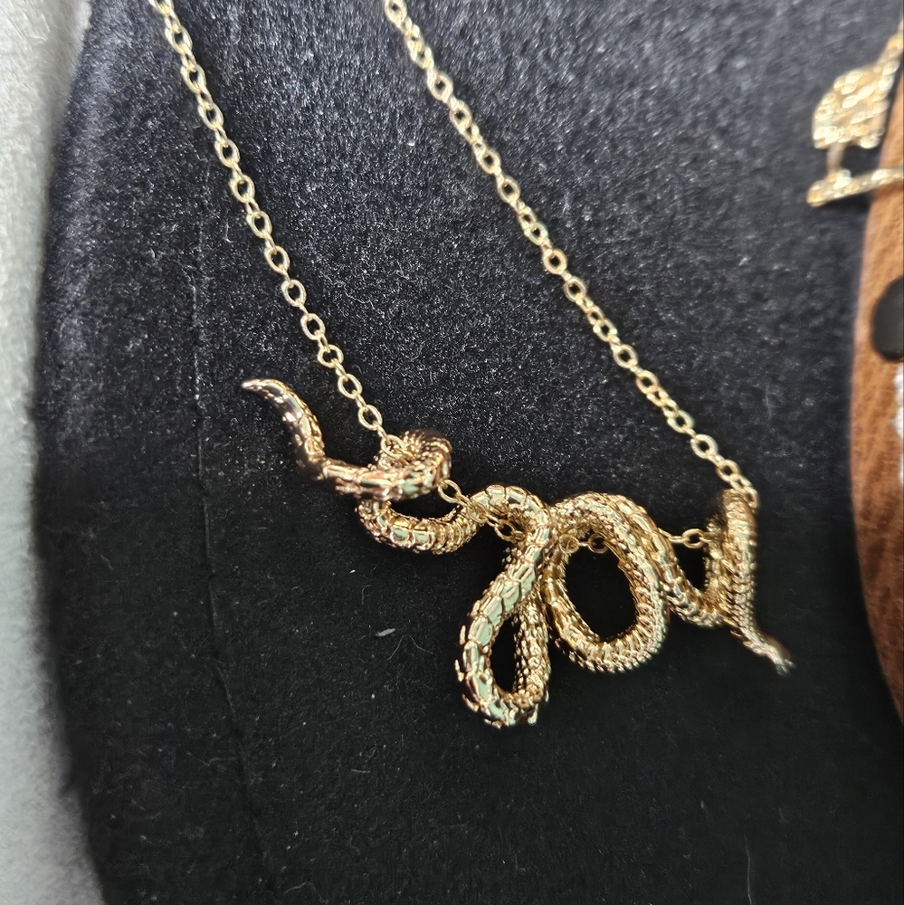 Gold Snake Slide Charm Necklace - Picture 2 of 10